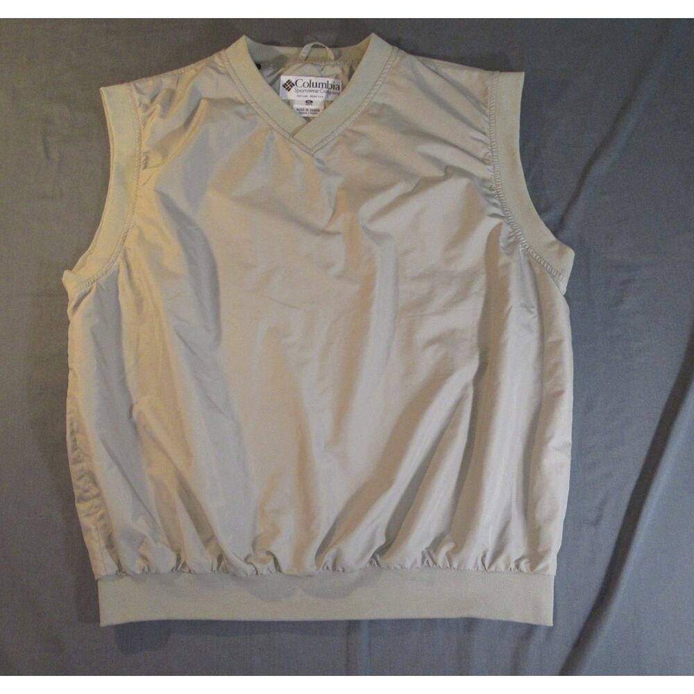 Columbia Sportswear Company Beige V-Neck Golf Pullover Windbreaker Vest Men's XL